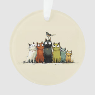 Adorno Grupo de Gatos Coloridos – Arte de Gato Caprichosa