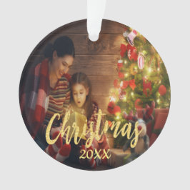Adorno Guión de oro fotográfico de la familia de navidade