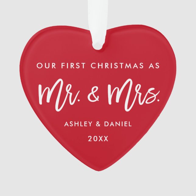 Adorno Guión de pincel rojo primera Navidad | Foto devuel (Anverso)