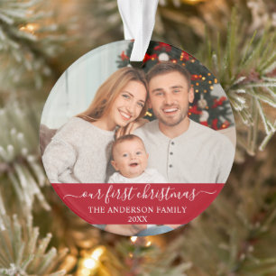 Adorno Guión elegante Nuestra Primera Familia De Navidad 