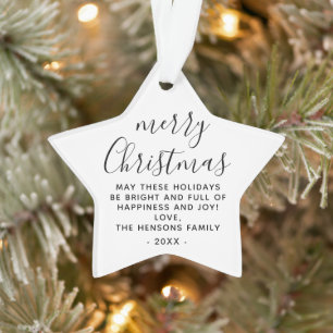 Adorno Guión Mínimo de Feliz Navidad en Negro y Blanco