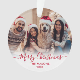 Adorno Guión rojo moderno blanco 2 foto Feliz Navidad