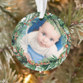 Adorno Guirnalda de Verdor Mi Primer Navidad Bebé Foto
