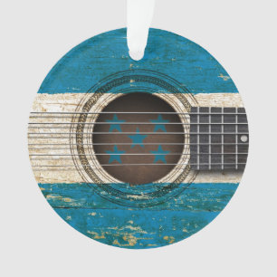 Adorno Guitarra acústica vieja con la bandera de Hondura