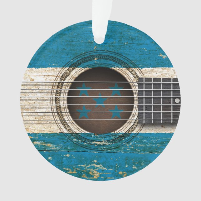 Adorno Guitarra acústica vieja con la bandera de Honduras (Anverso)
