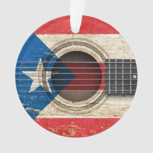 Adorno Guitarra acústica vieja con la bandera de Puerto