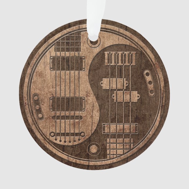 Adorno Guitarra y Yin bajo Yang con el efecto de madera (Anverso)