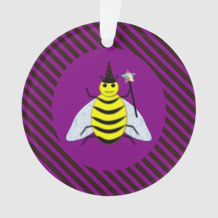 Adorno Halloween Magic Bee Wizard Purple and Black Stripe