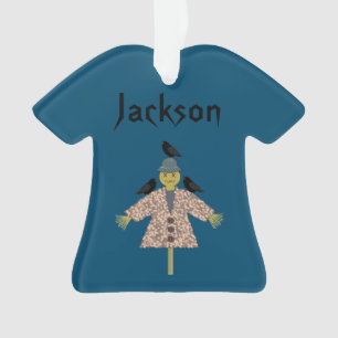 Adorno Halloween Straw Scarecrow y Ravens Custom Name