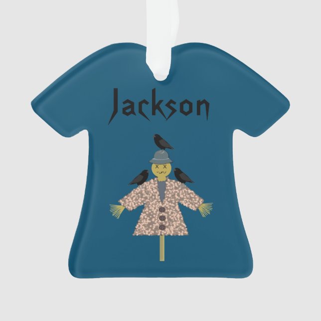 Adorno Halloween Straw Scarecrow y Ravens Custom Name (Anverso)