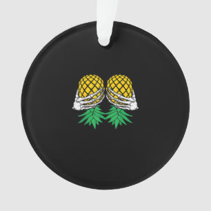 Adorno Halloween Upside Down Pineapple Swinger Skeleton H