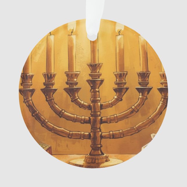 Adorno Hanukkah Menorah Festival of Lights Ornament (Anverso)