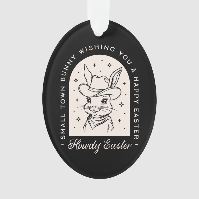 Adorno Happy Easter bunny funny dark western theme black (Anverso)