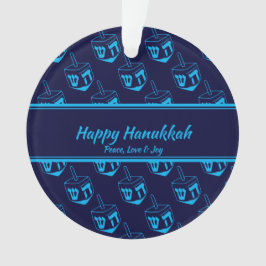 Adorno HAPPY HANUKKAH Personalizado Dreidel Blue Cyan