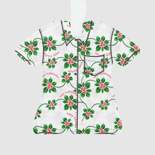 Adorno Hawaiian Holly Mele Kalikimaka Xmas Aloha Shirt (Anverso)