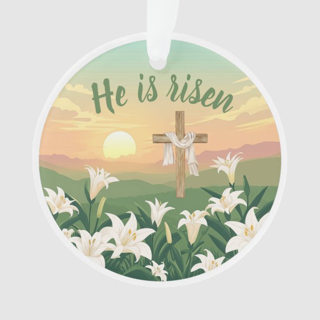Adorno He is Risen Easter Sunrise Personalized Ornament (Anverso)