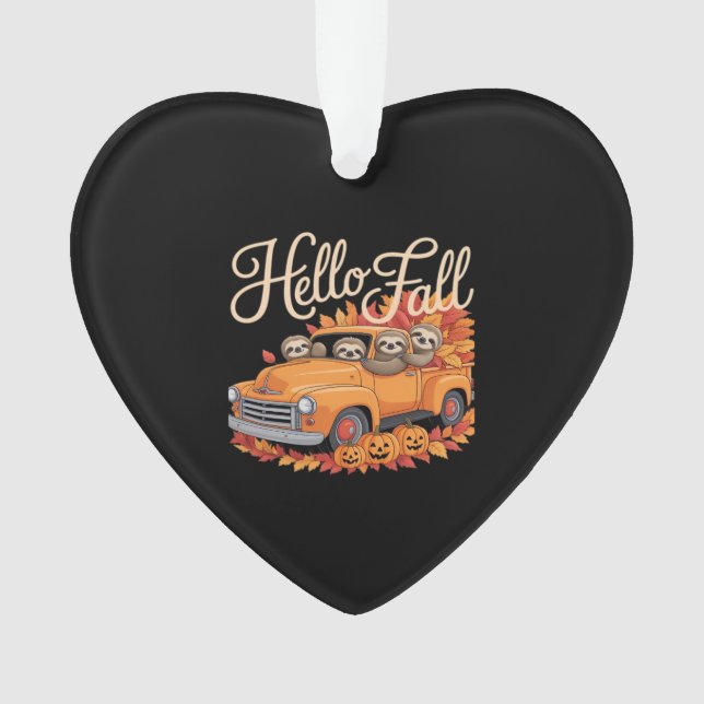 Adorno Hello Fall Funny Slony Sloth Halloween pumkin Clas (Anverso)