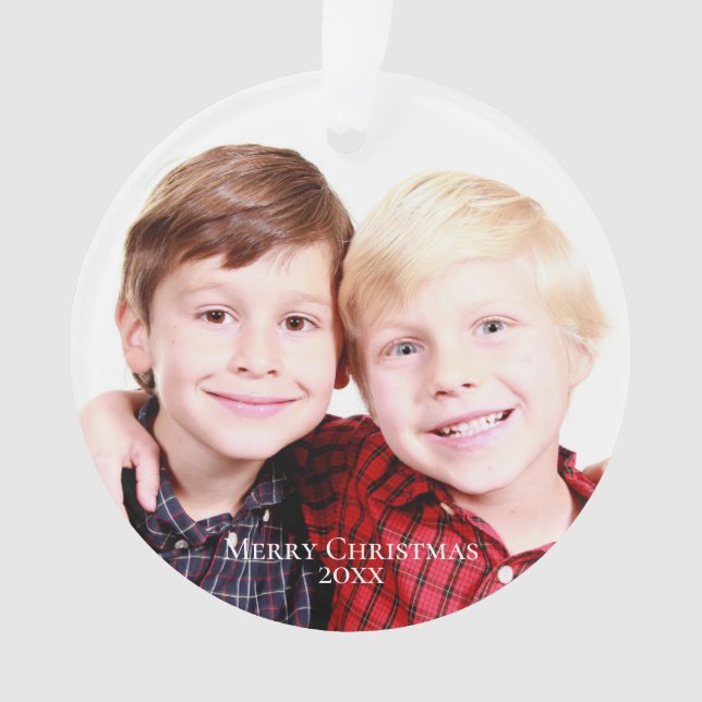 Adorno Hermanos por nacimiento |Rojo|Foto Feliz Navidad (Anverso)