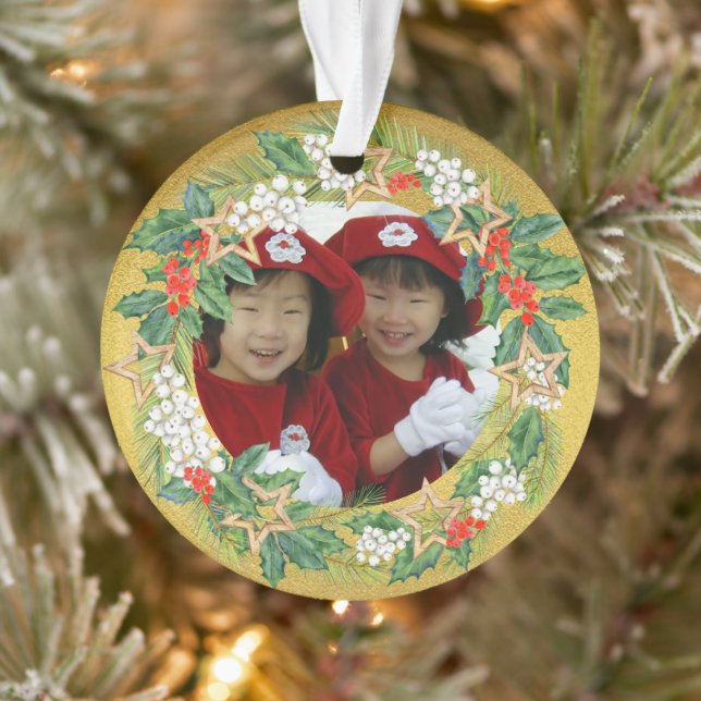 Adorno Hermosa corona festividad en foto de Relieve metal (Árbol)