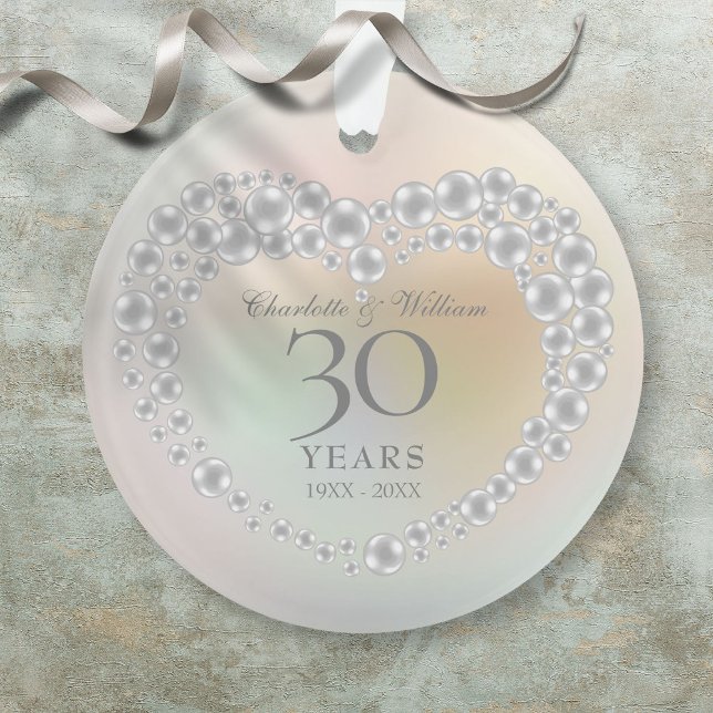 Adorno Hermosa foto de la Perla 30 en aniversario de Boda (Beautiful Pearl 30th Wedding Anniversary Photo Ornament)