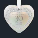Adorno Hermosa foto de Pearl 30 Aniversario<br><div class="desc">Con un hermoso corazón de perlas y perlas,  esta moda de 30 años boda puede ser personalizada con su información especial de aniversario de perlas en un fondo perla y su foto al revés. Diseñado por Thisisnotme©</div>