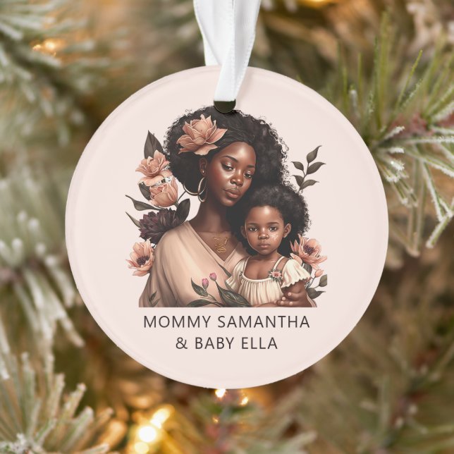 Adorno Hermosa mamá y hija negras (9) (Árbol)