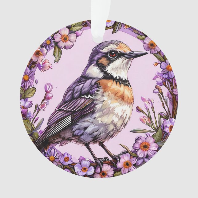 Adorno Hermosamente ilustrado pájaro (Anverso)