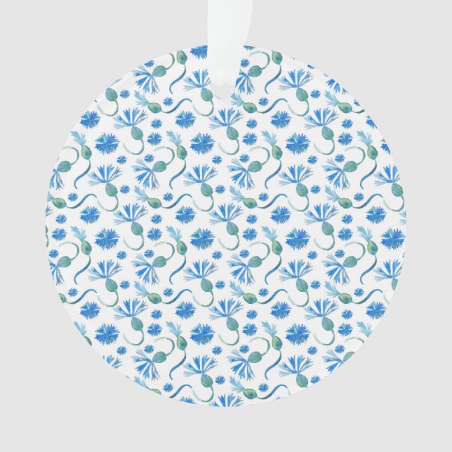 Adorno Hermosas flores de color azul (Anverso)