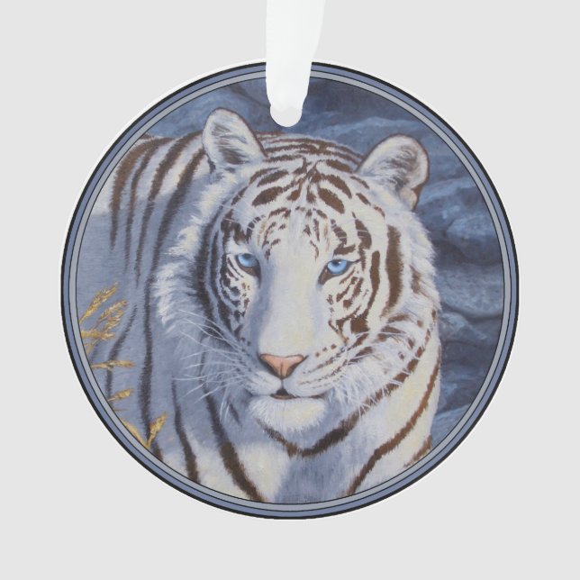 Adorno Hermoso tigre blanco con ojos azul cristal (Anverso)