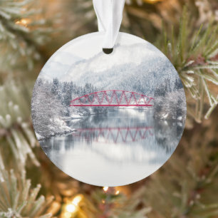 Adorno Hielo y nieve   Puente rojo en invierno, Japón
