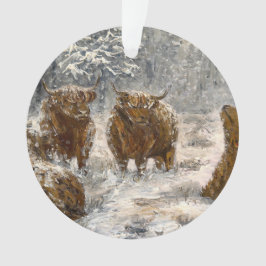 Adorno  Highland Soul: Whimsical Snowy Cows Vintage