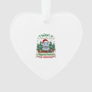 Adorno Hipopótamo Navidad Hipopótamo Sombrero Santa Árbol