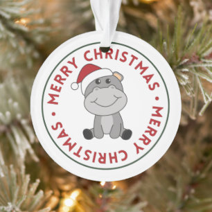 Adorno Hippo Feliz Navidad Animales de Invierno Hippos Or