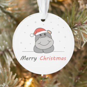 Adorno Hippo Navidades Nieve Animales De Invierno Hippos