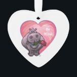 Adorno Hippopótamo El día de San Valentín<br><div class="desc">Desfile Animal Romántico Hippo Love and Hearts Valentine's Day Gifts and Accessories creado por nuestro talentoso artista, Traci Van Wagoner presenta nuestra divertida obra de un lindo hipopótamo con un rosa de bonito en la boca. Nuestro divertido hipopótamo enamorado de los corazones púrpura, rojo y rosado en capas seguramente traerá...</div>