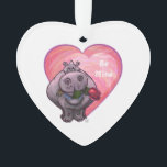 Adorno Hippopótamo El día de San Valentín<br><div class="desc">Desfile Animal Romántico Hippo Love and Hearts Valentine's Day Gifts and Accessories creado por nuestro talentoso artista, Traci Van Wagoner presenta nuestra divertida obra de un lindo hipopótamo con un rosa de bonito en la boca. Nuestro divertido hipopótamo enamorado de los corazones púrpura, rojo y rosado en capas seguramente traerá...</div>
