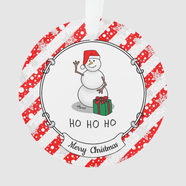 Adorno Ho Ho Ho Ho Ho Feliz Navidad Santa Cute Snowman (Anverso)