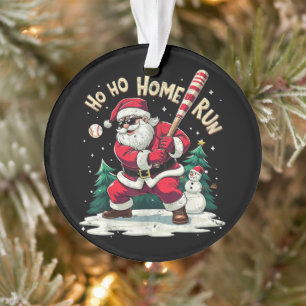 Adorno Ho Ho Home Run Santa Vintage Jugando Béisbol