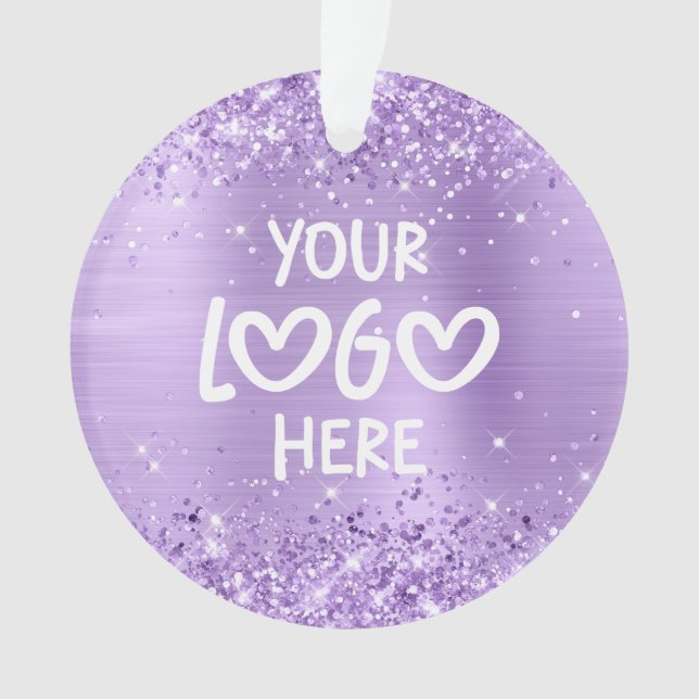 Adorno Holiday Glittery Lavender Faux Foil Business Logo (Anverso)