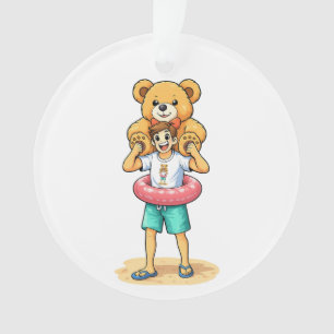 Adorno Hombre de dibujos animados lindo con oso de peluch