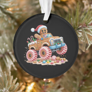 Adorno Hombre de jengibre de camión monstruo Navidad horn