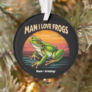 Adorno Hombre gracioso que amo a las ranas retro amantes