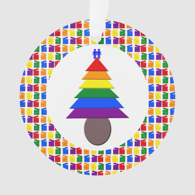 Adorno Hombres gay arcoiris Árbol de Navidad y regalo (Anverso)