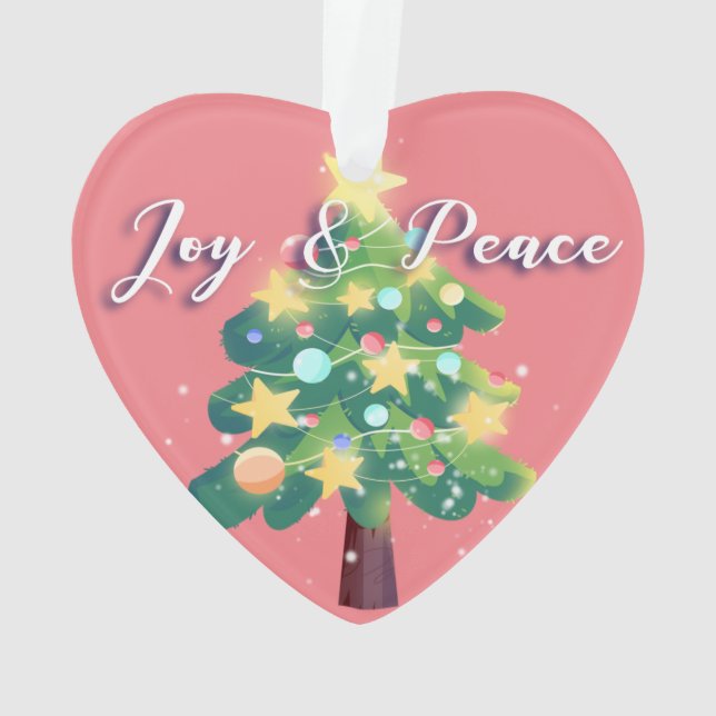 Adorno Hope Love Joy Peace Carton Christmas Tree Pink (Reverso)