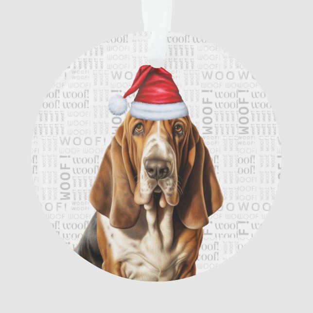 Adorno Hound Basset con Navidades de fotografía y nombre  (Reverso)
