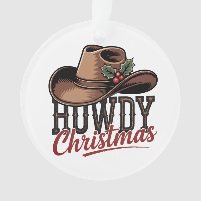 Adorno Howdy Christmas Cowboy Hat – Western Holiday Decor (Anverso)