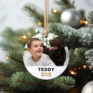 Adorno Hueso de Perro Moderno Foto Personalizada Nombre d