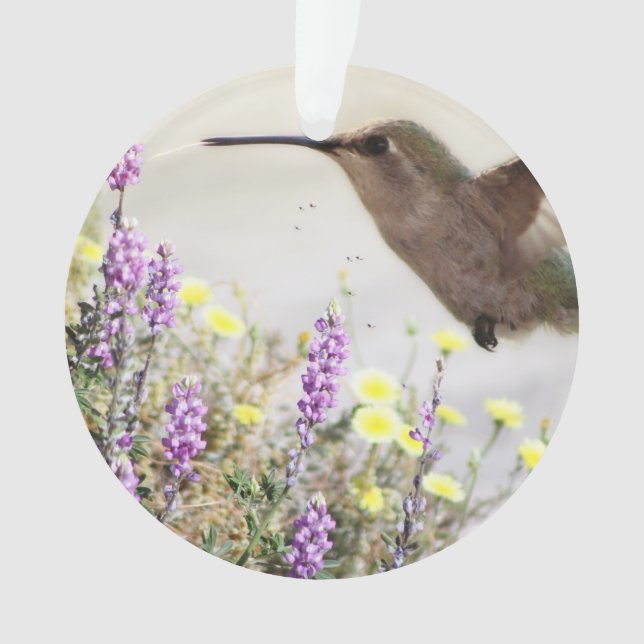 Adorno Hummingbird y Wildflowers Arte Digital (Anverso)