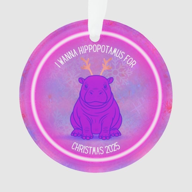 Adorno I Wanna Hippopotamus for Christmas - Purple (Anverso)