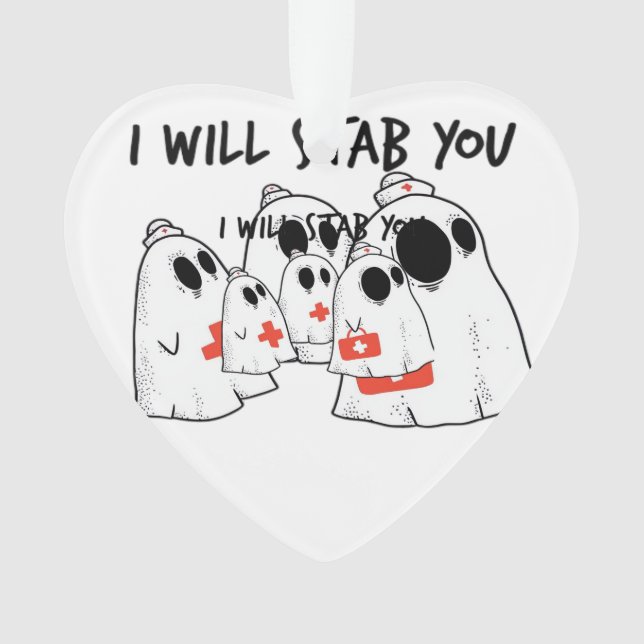 Adorno I Will Stab You Ghost Nurse Funny RN Halloween Gho (Anverso)